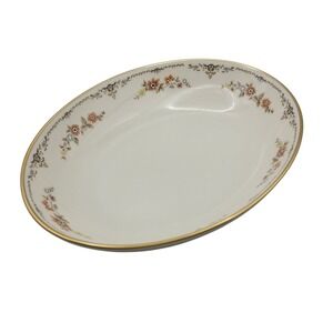 Gorham Fine China Longmeadow Oval Vegetable Bowl Gold Rim Floral Design
